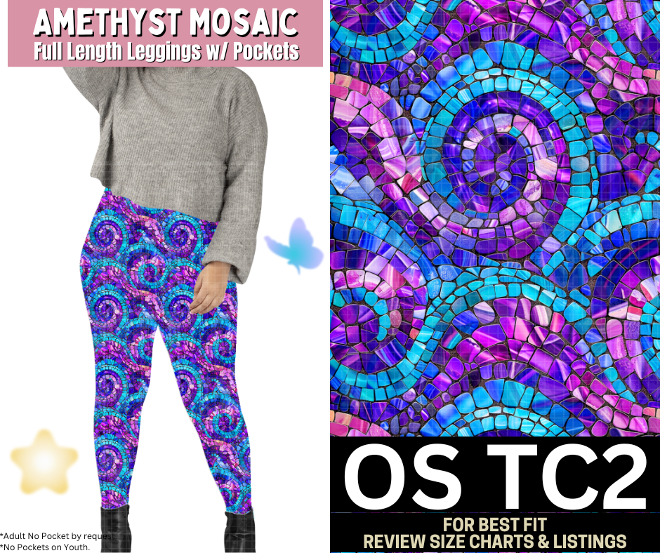 Amethyst Mosaic Full Length Leggings w/ Pockets
