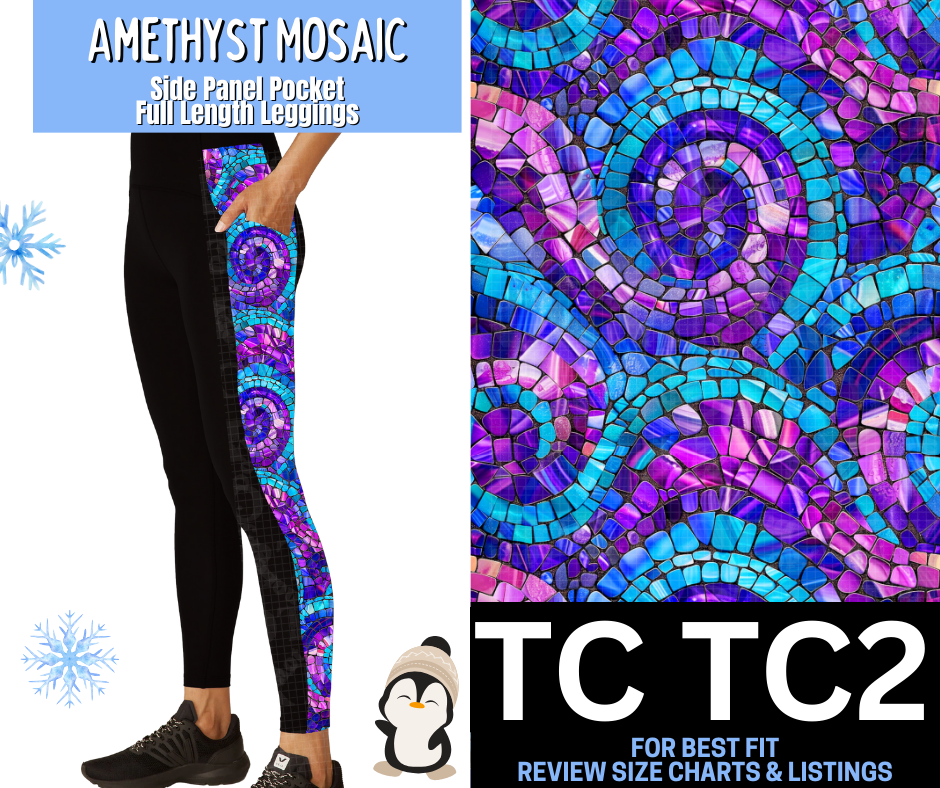 Amethyst Mosaic Side Panel Pocket Full Length Leggings