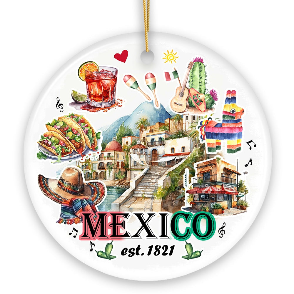 Artistic Mexico Landmarks and Natural Wonders Ornament, Mexican Cultural Heritage Christmas Gift
