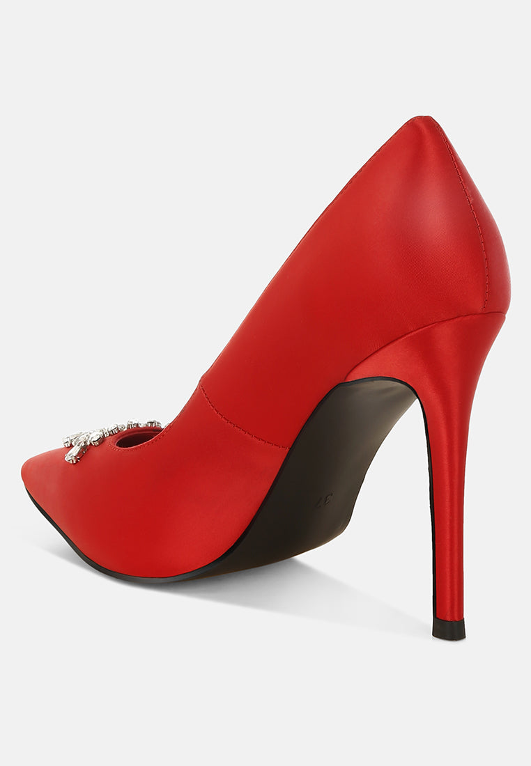 Ashlyn Rhinestones Embellished Satin Stiletto Pumps