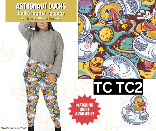 Astronaut Ducks Full Length Leggings w/ Pockets