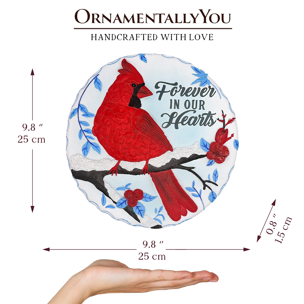 Forever in our Hearts Cardinal Stepping Stone, 9.5" Winter Garden Decorative Resin Figurine