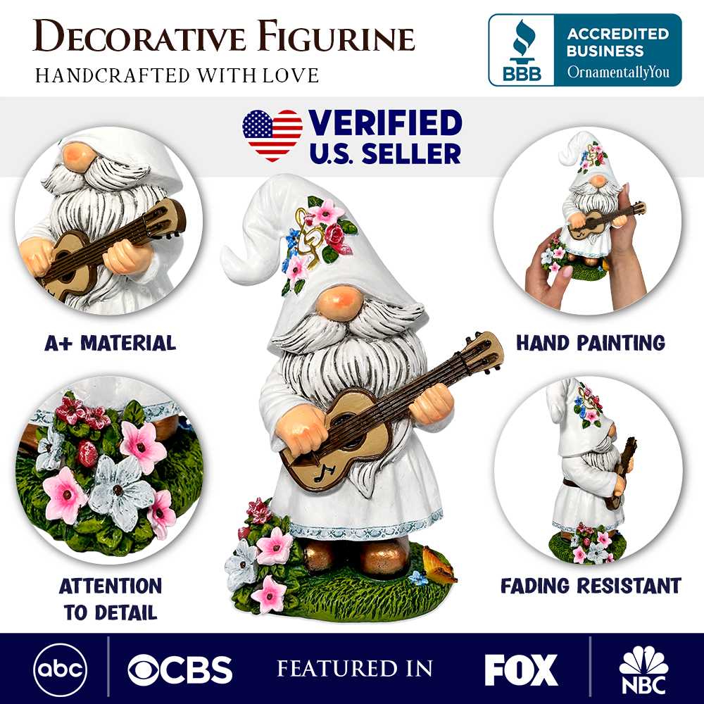 Elegant Serenader Garden Statue, 8" Romantic Musician Figurine Outdoor Decor