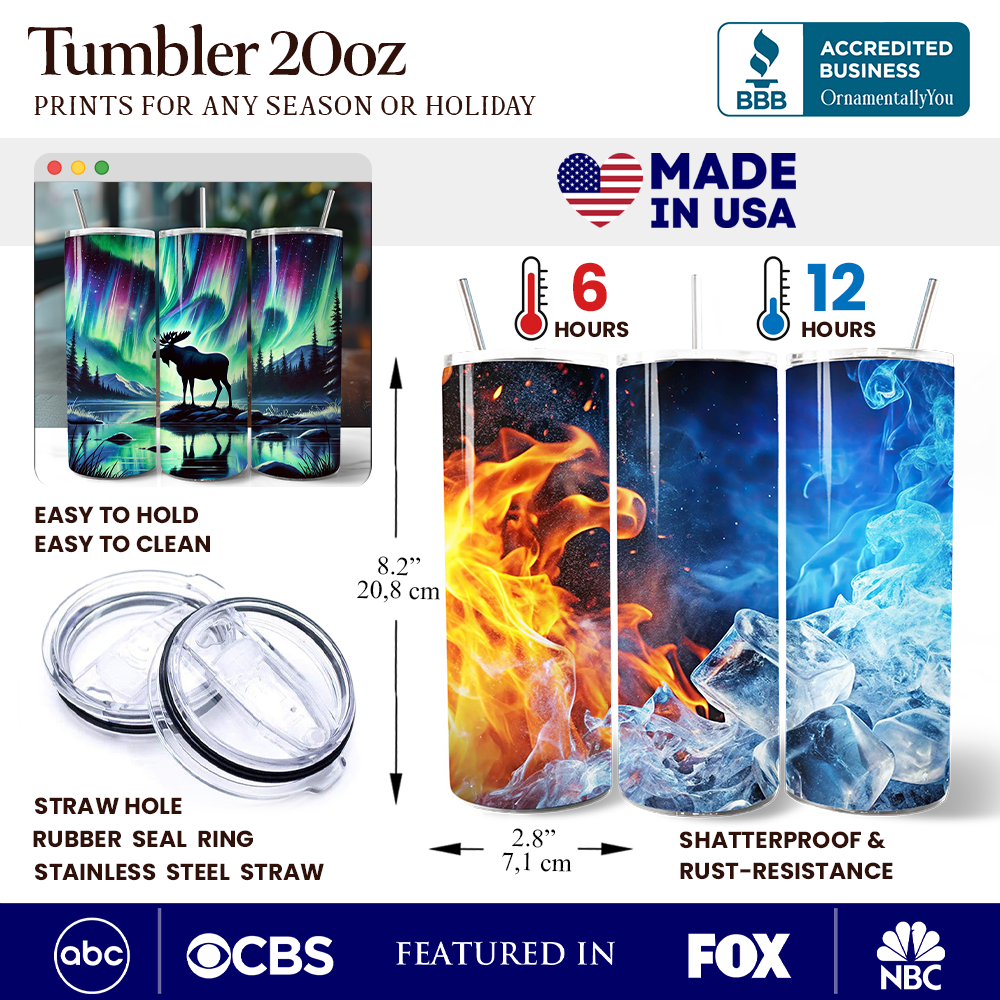 Majestic Moose Under Northern Lights 20oz Personalized Tumbler With Lid and Stainless Steel Straw