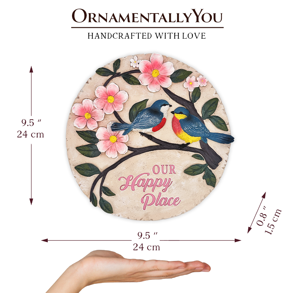 Blossoming Songbirds Positivity Stepping Stone, 9.5" Happiness Garden Decoration and Support Gift