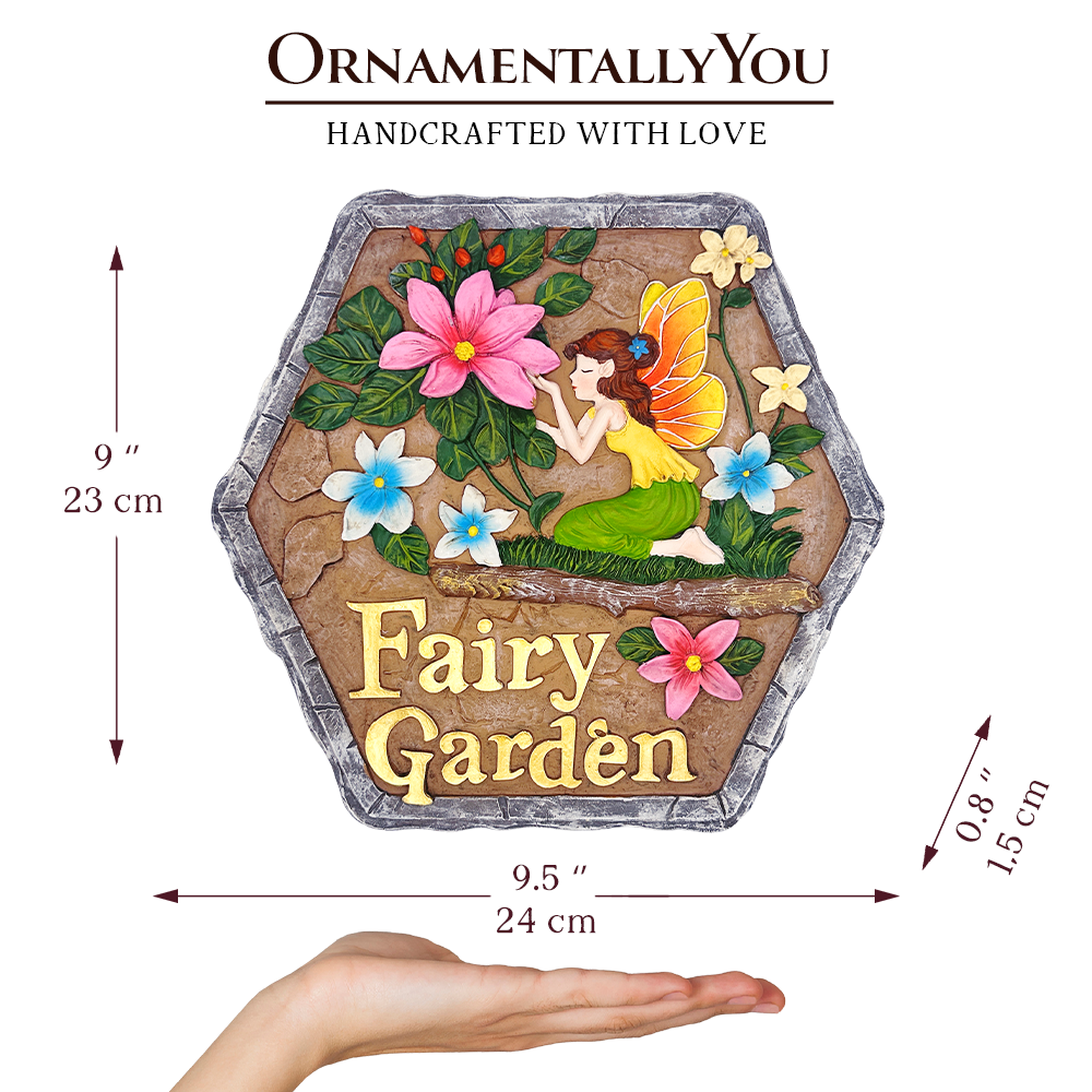 Fairy Kisses and Flowers Garden Stepping Stone, 9.5" Outdoor Decoration Statue