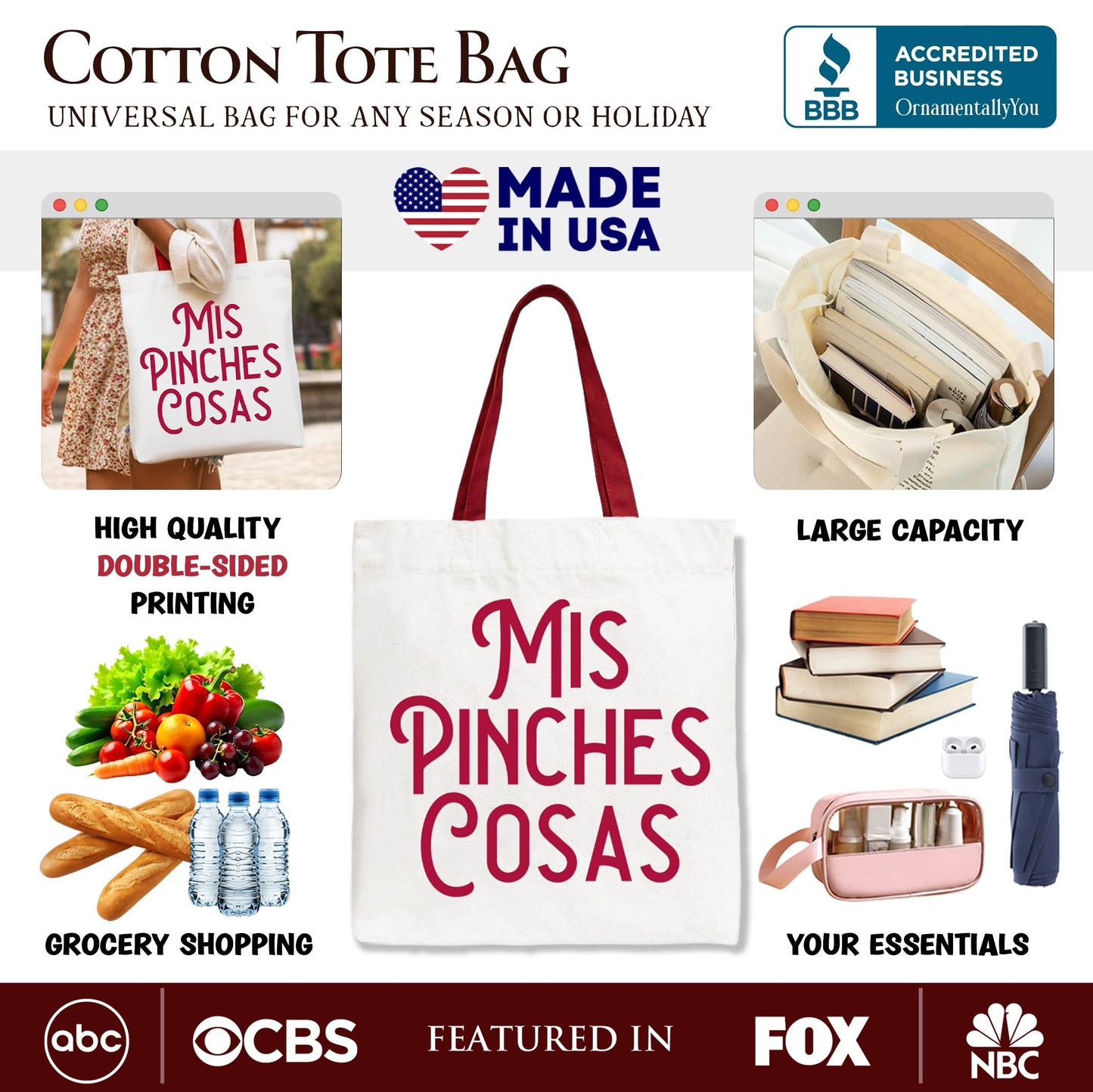 Mis Pinches Cosas Tote Bag, Funny Latino Spanish Quote Gift Shopper
