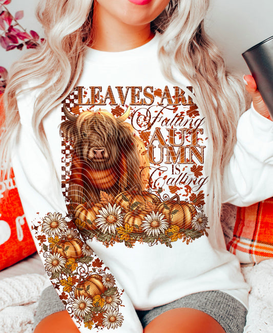 AUTUMN IS CALLING- CREWNECK SWEATSHIRT  W/ SLEEVE PRINT