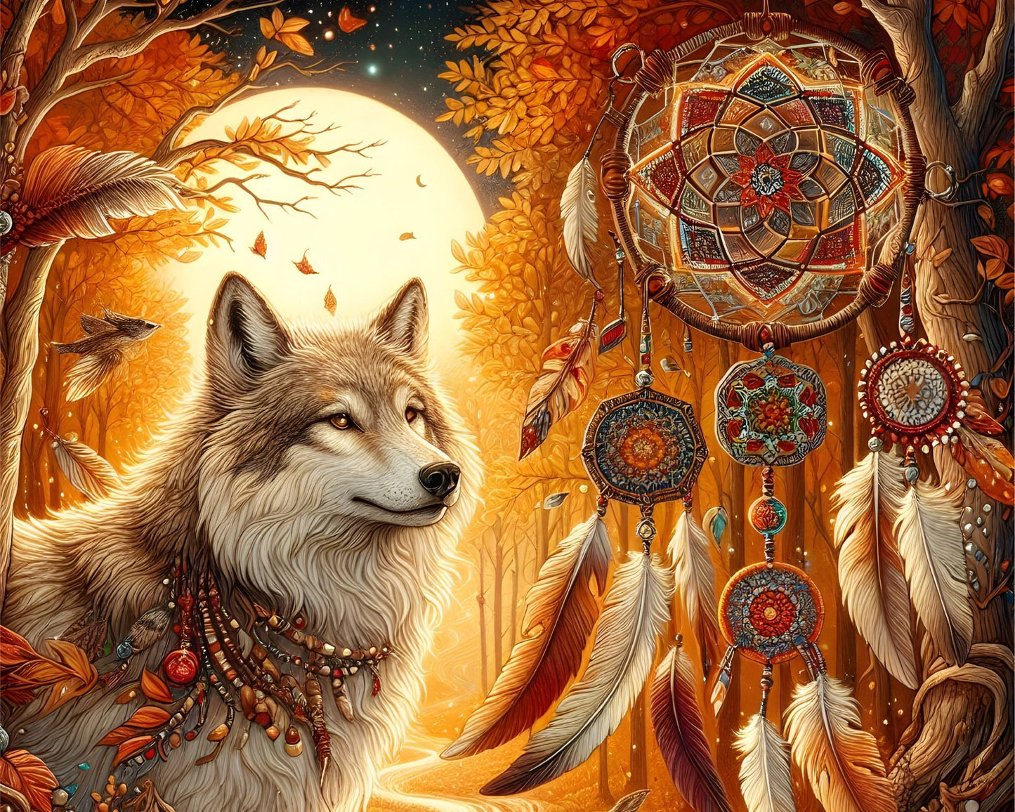 Autumn Wolf Dreamcatcher