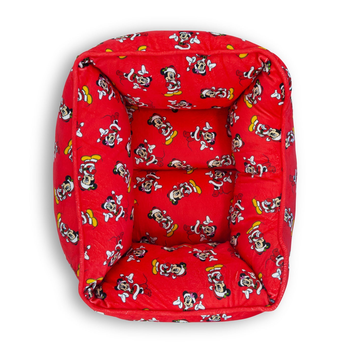 Cuddler Pet Bed - Holiday Santa Mickey and Minnie Poses Scattered Red