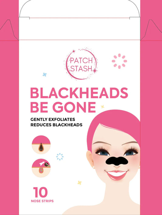 Patch Stash BLACKHEADS BE GONE Charcoal Pore Strip– 10 Count, Deep Cleansing Blackhead Remover Nose Strips