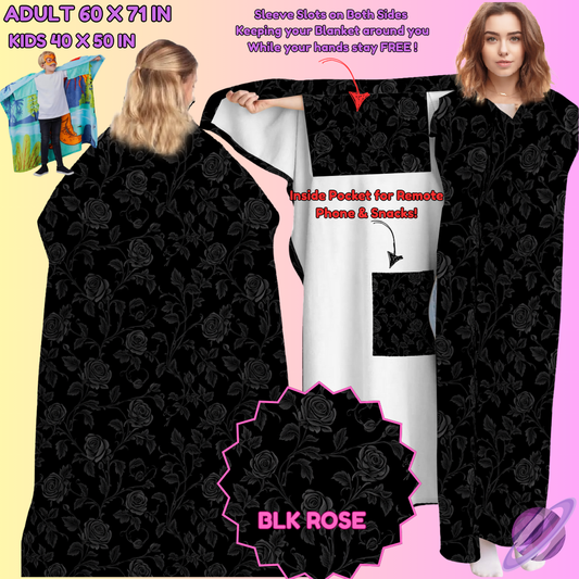 WEARABLE THROW RUN-BLACK ROSE-PREORDER CLOSING 8/31-  ETA LATE NOV./EARLY DEC.