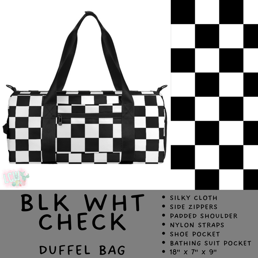 Batch #495 - Travel Collection - Closes 2/23 - ETA late April - Blk Wht Check Duffel Bag