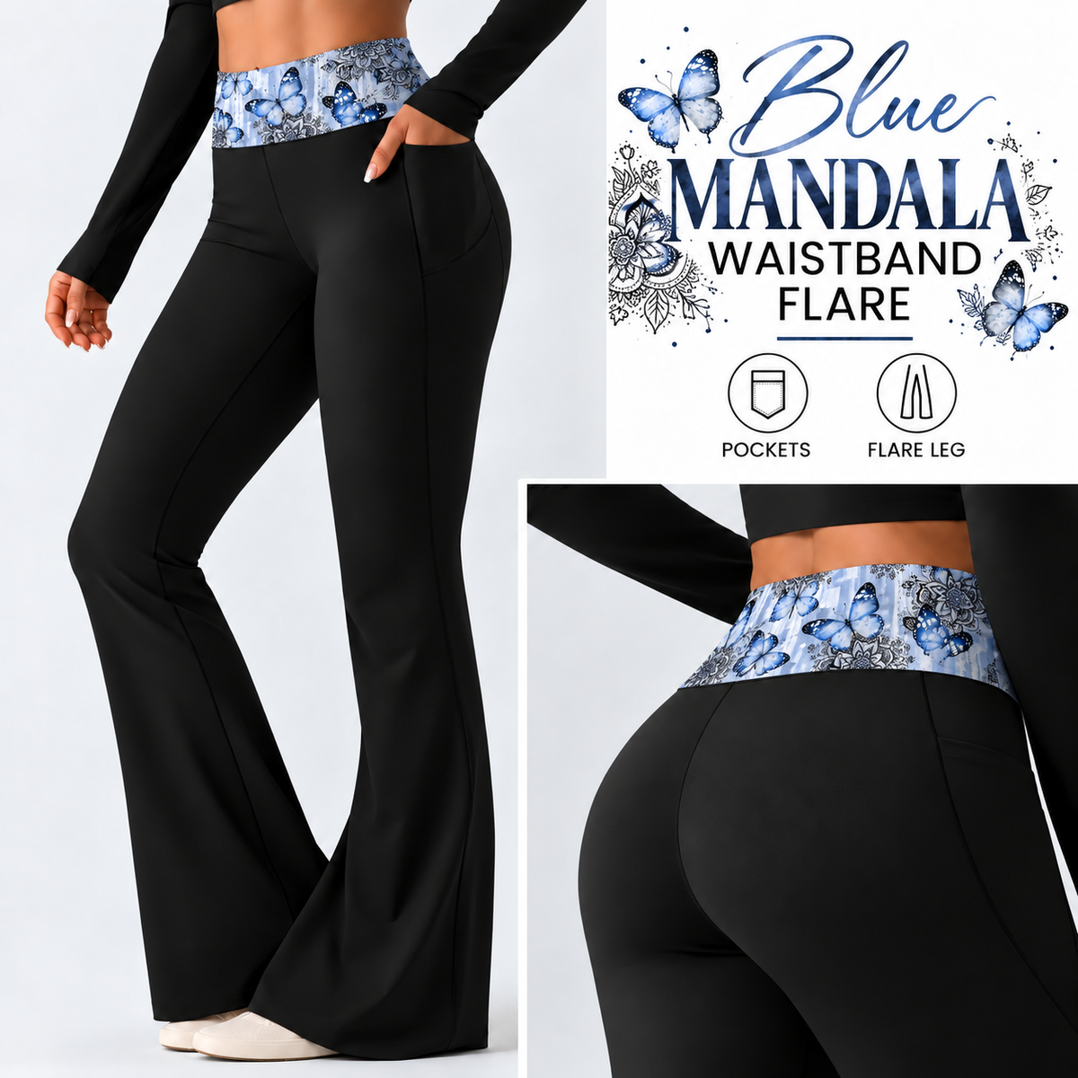 BLUE MANDALA-PATTERN WAIST FLARE-PREORDER CLOSING 10/7 , ETA LATE DEC.