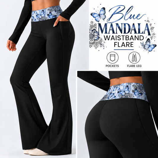 BLUE MANDALA-PATTERN WAIST FLARE-PREORDER CLOSING 10/7 , ETA LATE DEC.