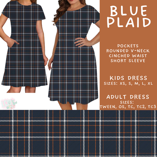 Batch #582 - Hello Fall 3 - Closes 9/7 - ETA early Nov - Blue Plaid Adult & Kids Dresses