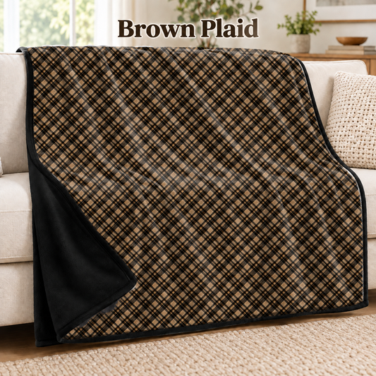 Brown Plaid-Soft Throw Blanket 14 Run- (PREORDER CLOSES 9/28, ETA DECEMBER)