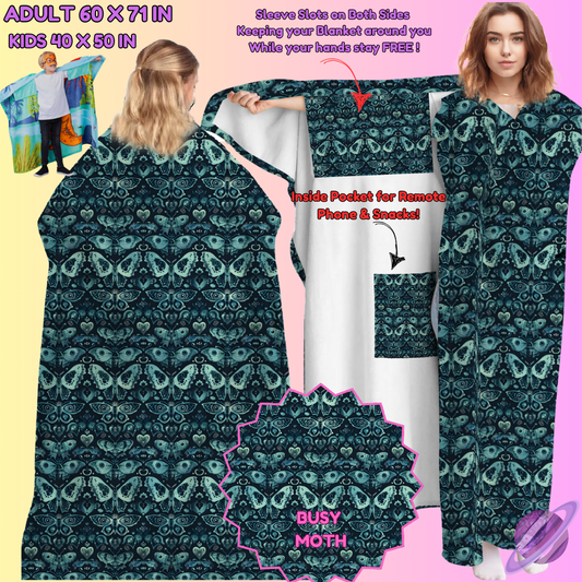 WEARABLE THROW RUN-BUSY MOTH-PREORDER CLOSING 8/31-  ETA LATE NOV./EARLY DEC.