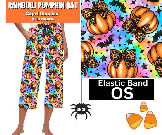 Rainbow Pumpkin Bat Capri Gauchos