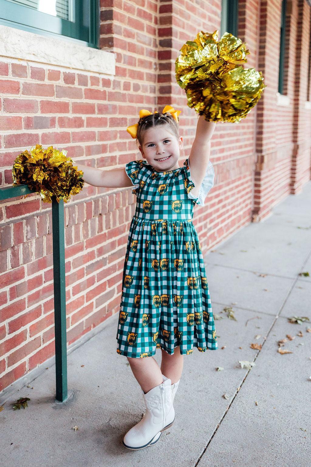 Baylor Plaid Bear Flutter Twirl Dress