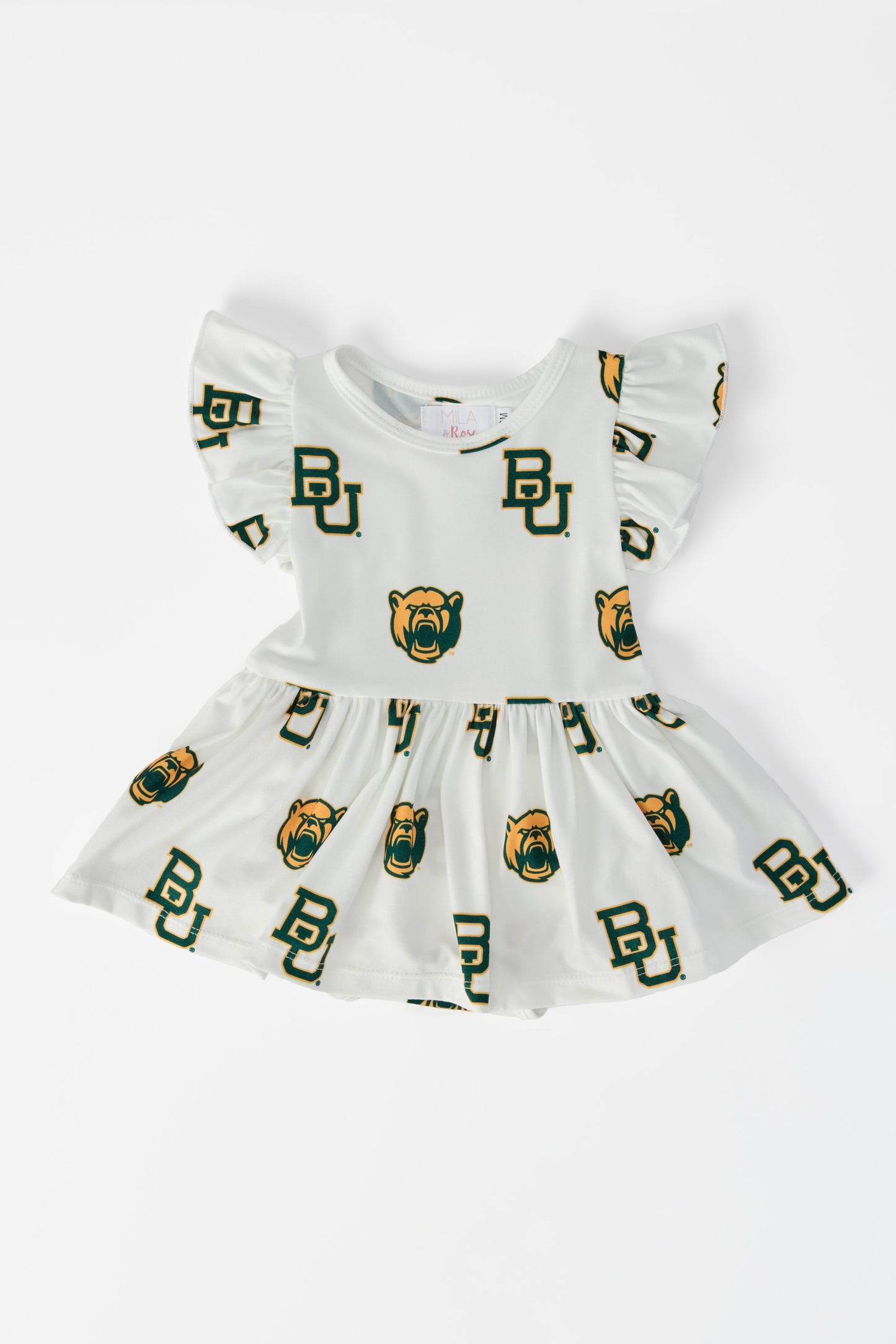 Baylor White Bear Flutter Twirl Bodysuit