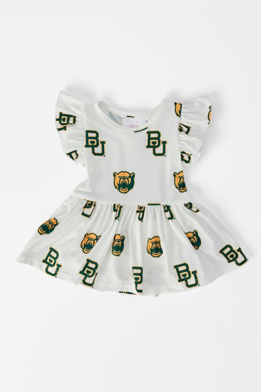 Baylor White Bear Flutter Twirl Bodysuit