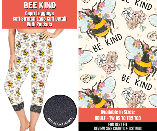 Preorder! Closes 5/18. ETA Aug. Bee Kind Lace Cuff Capris w/ Pockets