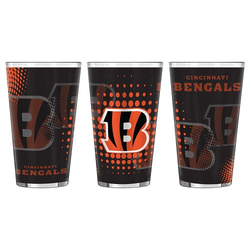 Cincinnati Bengals Halftones Sublimated 16 Oz. Pint Glass