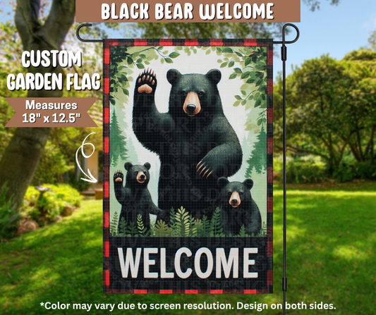 Black Bear Welcome Garden Flag