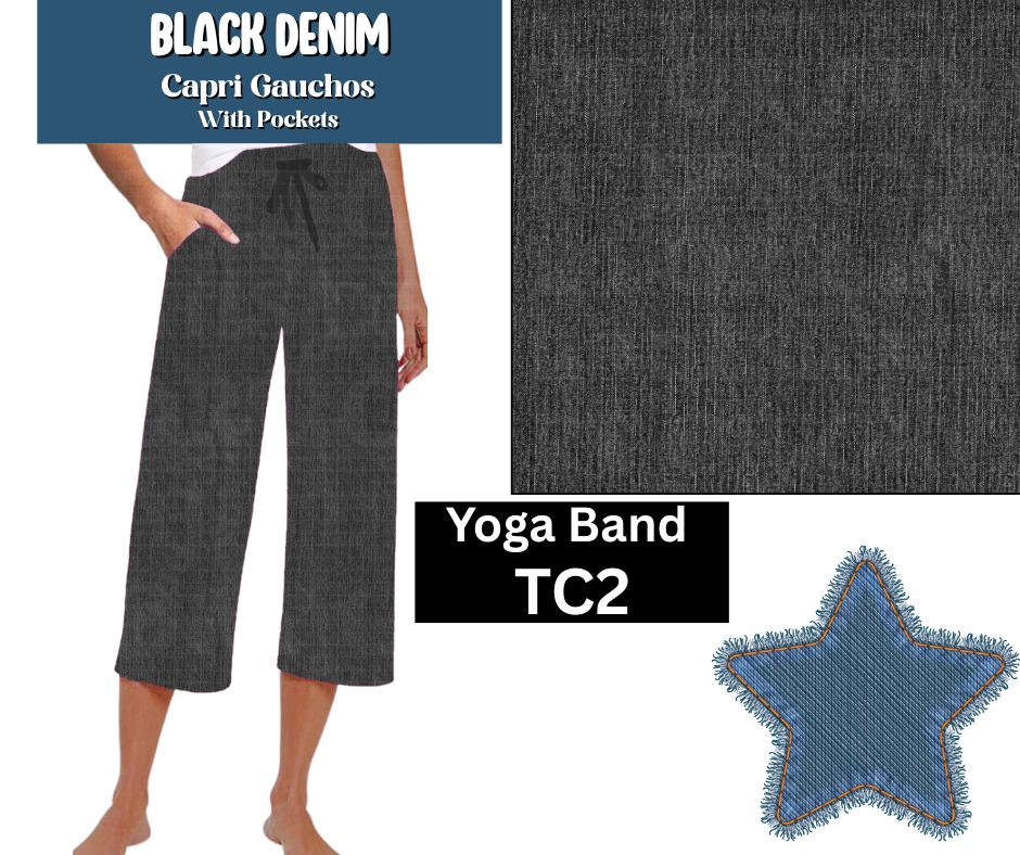 Black Denim Capri Gauchos