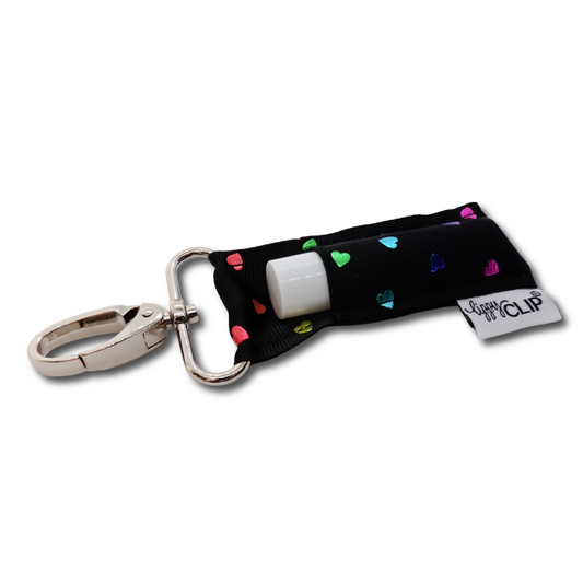 Rainbow Hearts on Black LippyClip®