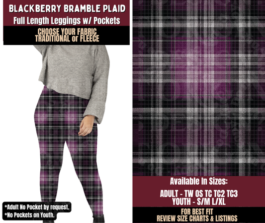 Preorder! Closes 7/22. ETA Oct. Blackberry Bramble Plaid Leggings Choose Fleece or Traditional