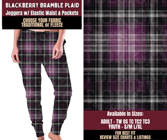 Preorder! Closes 7/22. ETA Oct. Blackberry Bramble Plaid Joggers Choose Fleece or Traditional