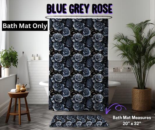 Blue Grey Rose Bath Mat
