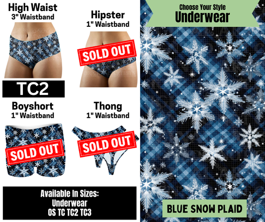 Blue Snow Plaid High Waist Underwear