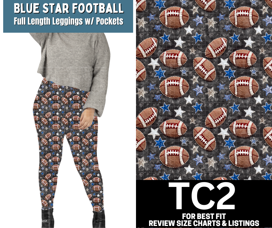 Blue Star Football Full Length Leggings w/ Pockets