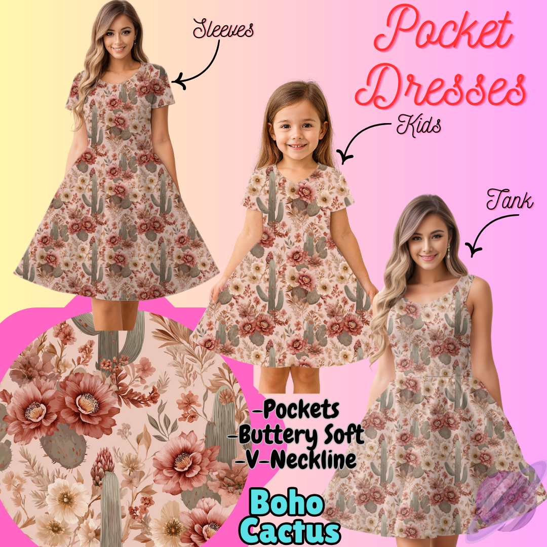 BOHO CACTUS-POCKET DRESS PREORDER-CLOSING 3/16