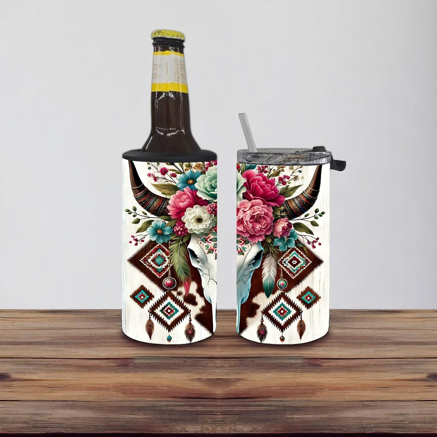 Boho Bull Bloom 4-in-1 Can Cooler Cup