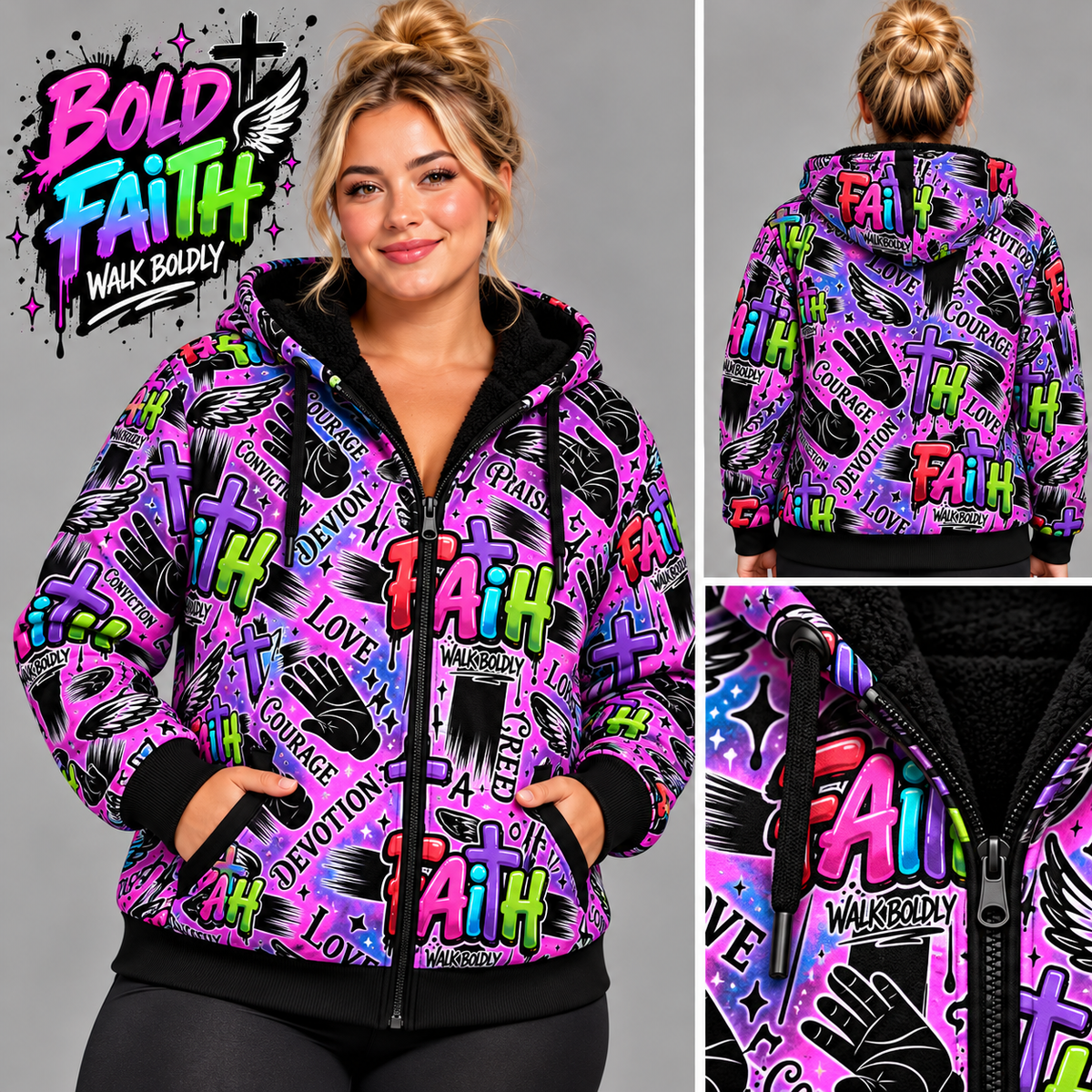 Bold Faith-FLEECE LINED HOODED JACKET-PREORDER CLOSING 11/9, ETA LATE JAN.