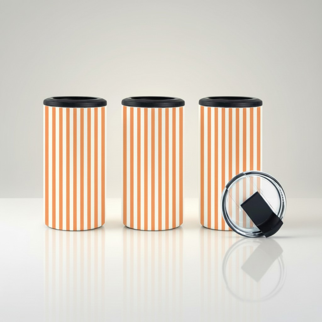 4-in-1 Bright Orange Pinstripe Tumbler