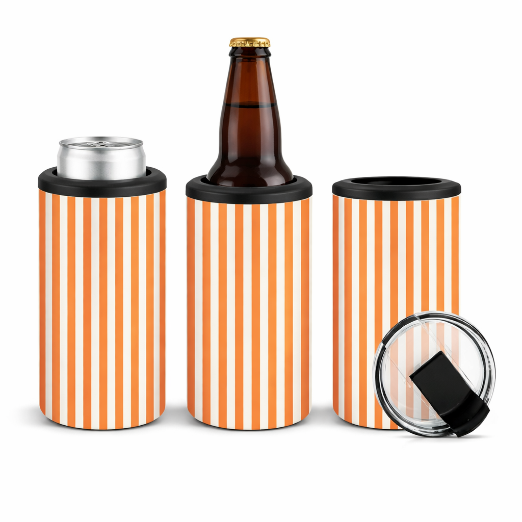 4-in-1 Bright Orange Pinstripe Tumbler
