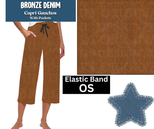 Bronze Denim Capri Gauchos
