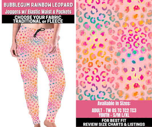 Preorder! Closes 11/19. ETA Jan. Bubblegum Rainbow Leopard Joggers Choose Fleece or Traditional