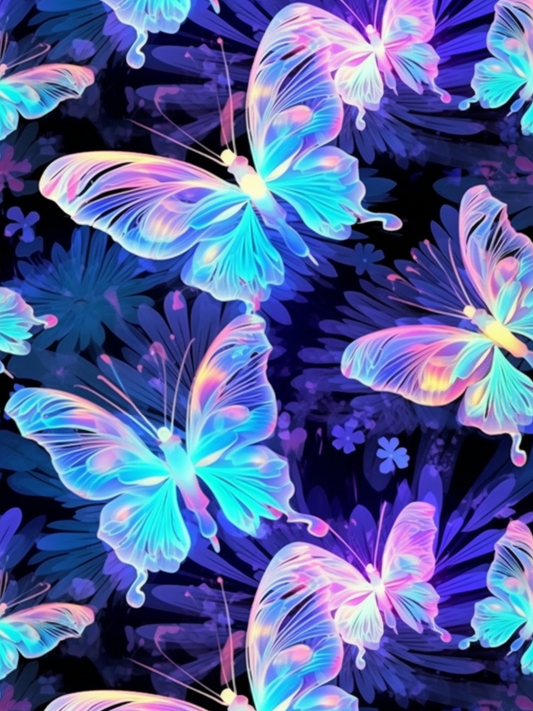 Neon Blue Butterflies - Diamond Art kit