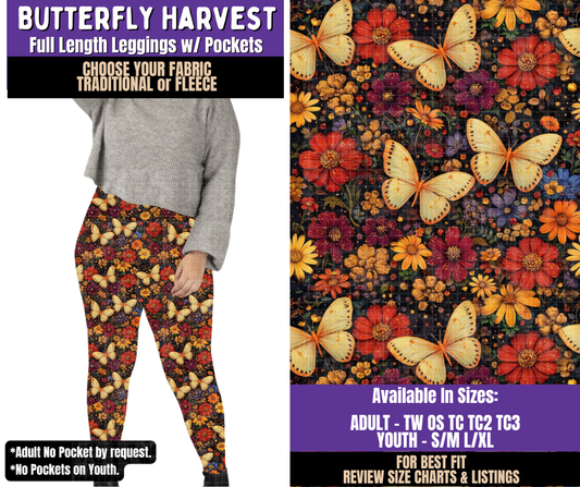 Preorder! Closes 8/5. ETA Nov. Butterfly Harvest Leggings Choose Fleece or Traditional