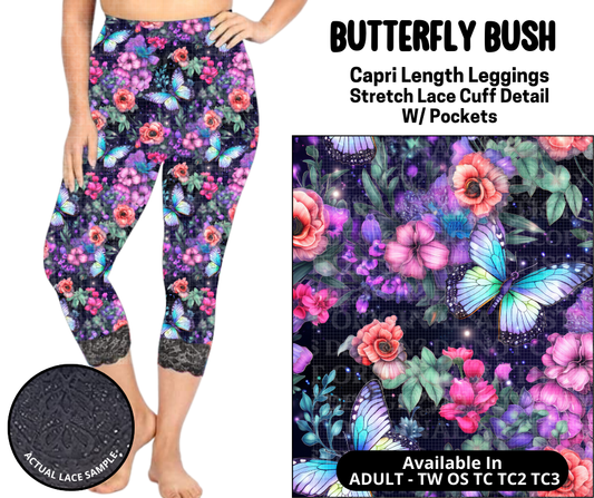 Preorder! Closes 5/12. ETA August. Butterfly Bush Lace Cuff Capris w/ Pockets