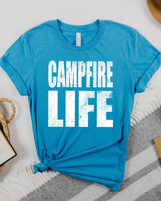 Campfire Life Distressed Graphic Tee