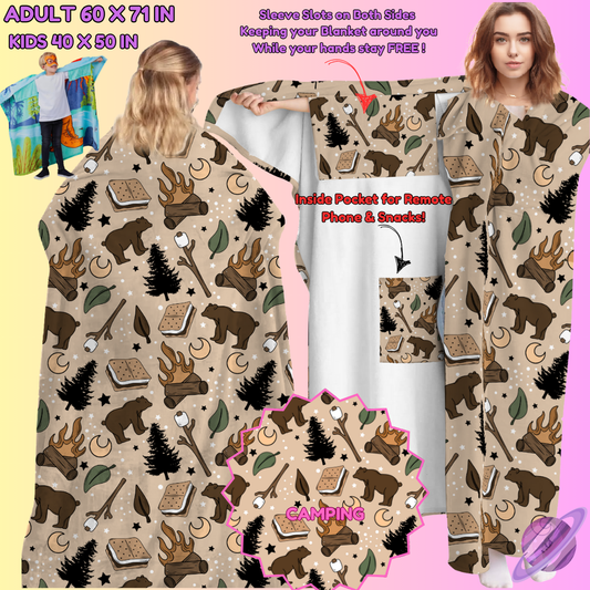 WEARABLE THROW RUN-CAMPING-PREORDER CLOSING 8/31-  ETA LATE NOV./EARLY DEC.