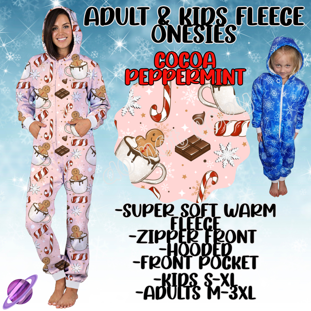 COCOA PEPPERMINT - ADULT & KIDS FLEECE ONESIES CLOSING 9/28