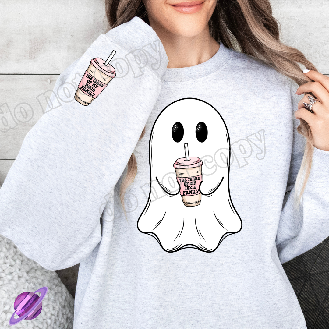 TEARS OF FAMILY W/ SLEEVE PRINT CREWNECK SWEATSHIRT